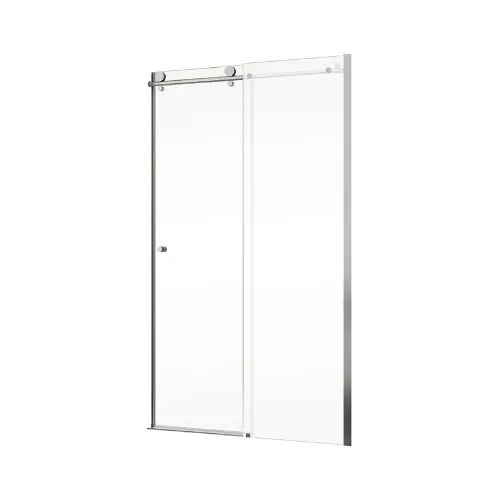 Modernas puertas correderas de cristal para ducha con elegantes herrajes cromados, que crean un aspecto elegante y espacioso para el cuarto de baño.